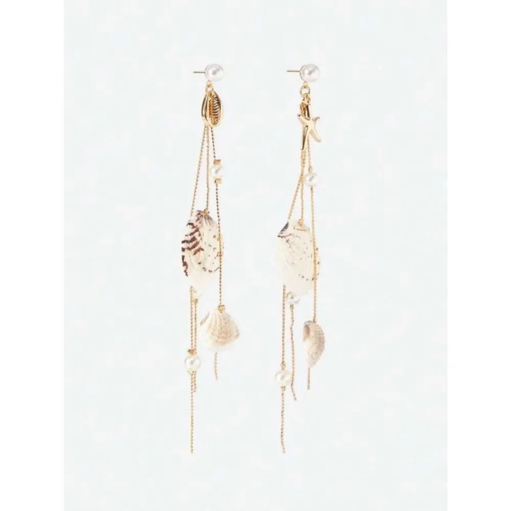 Shell Pearl Drop Earrings N2045